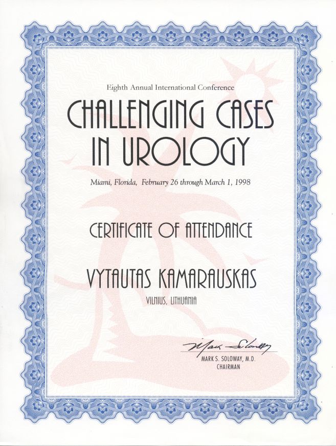 Eighth Annual International Conference CHALLENGING CASES IN UROLOGY, Miami Feb 26 - March 1st 1998