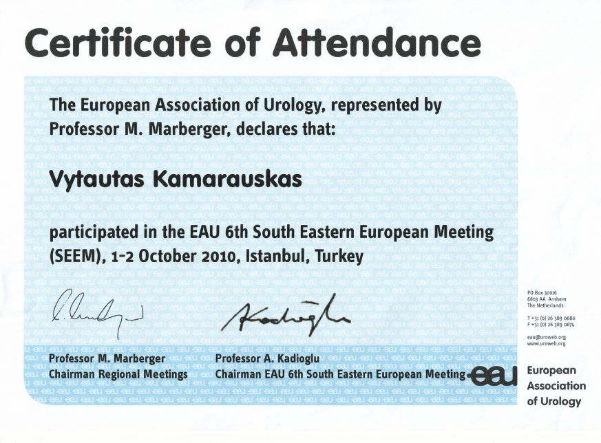 EAU 6th South Eastern European Meeting, 1-2 October 2010, Istanbul