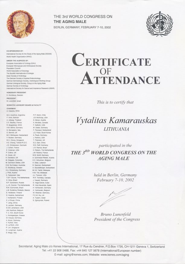 The 3rd World Congress on the Aging Male in Berlin, February 7-10, 2002