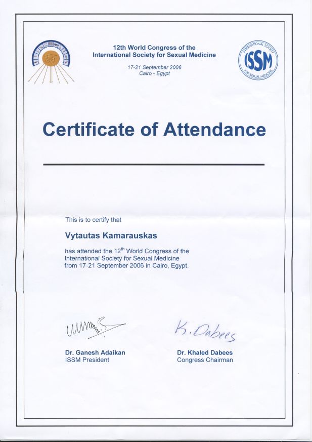 12th World Congress of International Society for Sexual Medicine, 17-21 September 2006, Cairo