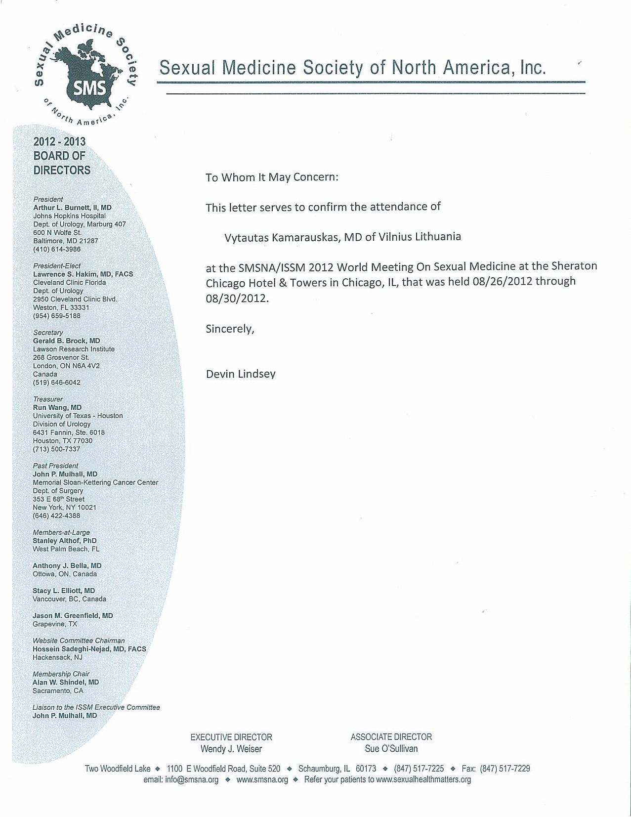 Sexual Medicine Society of North America 2012 World Meeting in Chicago, 26-30th August 2012