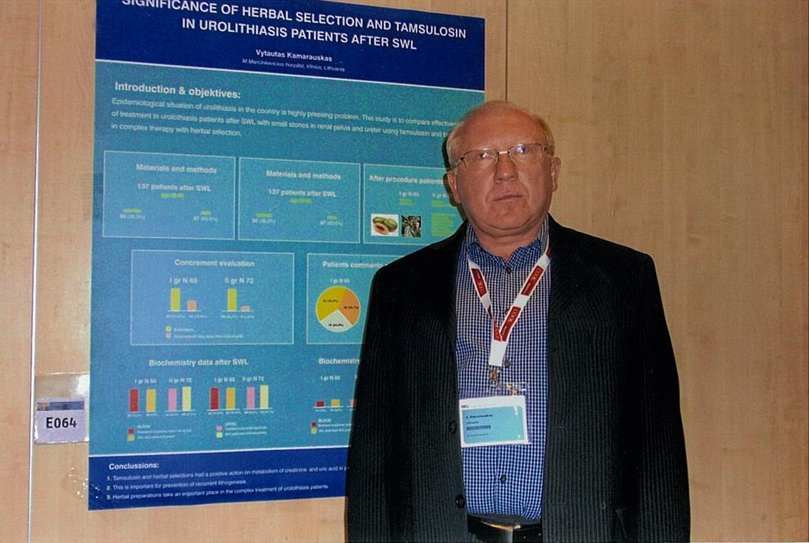 Significance of herbal selection and tamsulosin in nephrolithiasis patients after SWL. Pranešimas Antrajame Europos urologų asociacijos akmenligės sekcijos suvažiavime. Danija, Kopenhaga. 2013, rugsėjo 5-7 d.